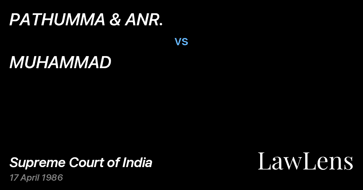Preview image for PATHUMMA & ANR. vs. MUHAMMAD