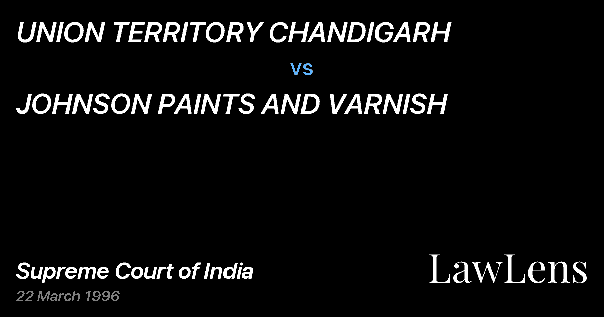 Preview image for UNION TERRITORY CHANDIGARH vs. JOHNSON PAINTS AND VARNISH