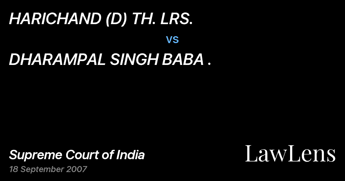 Preview image for HARICHAND (D) TH. LRS. vs. DHARAMPAL SINGH BABA .