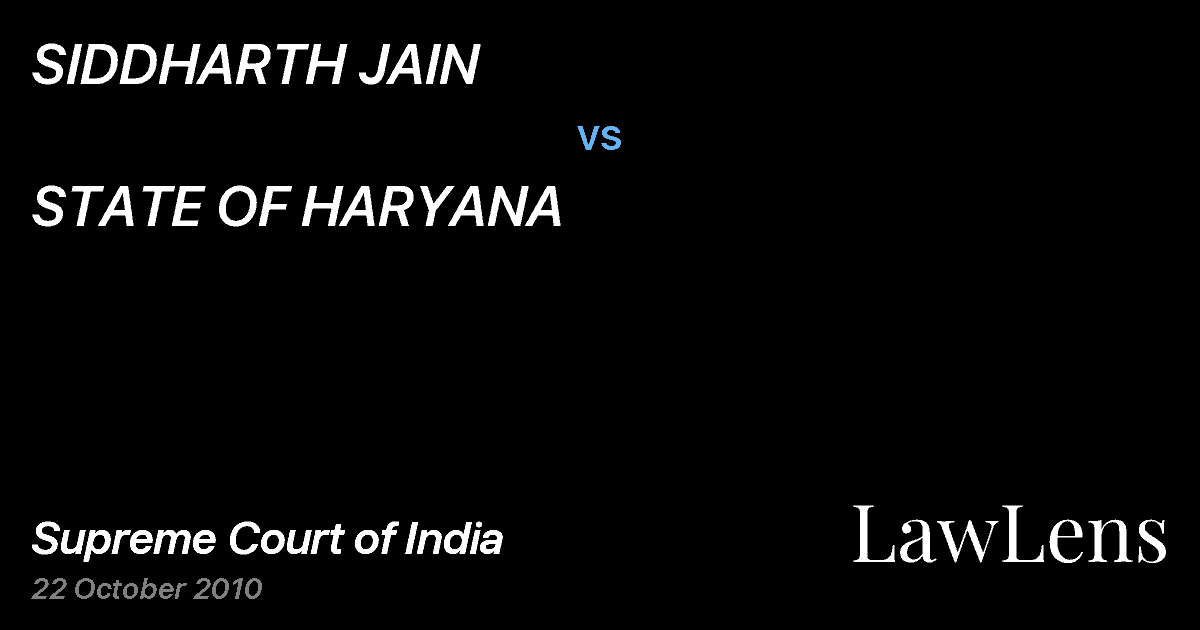 Preview image for SIDDHARTH JAIN vs. STATE OF HARYANA