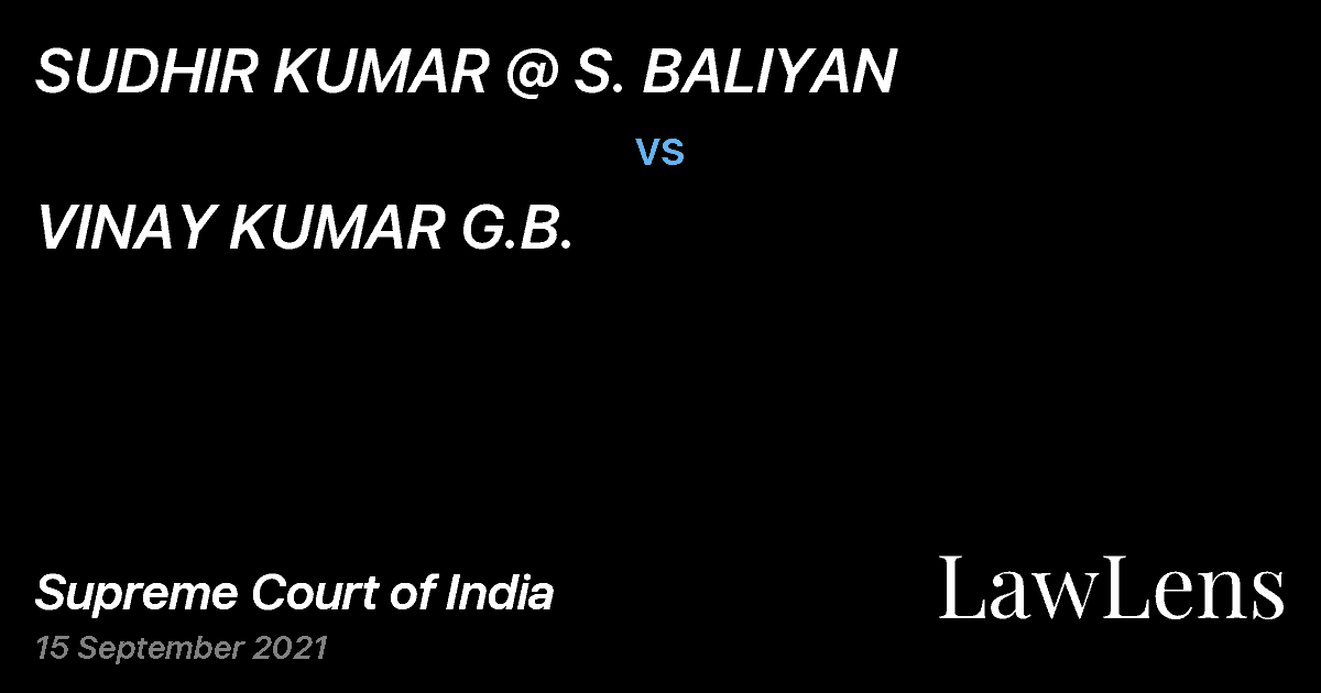 Preview image for SUDHIR KUMAR @ S. BALIYAN vs. VINAY KUMAR G.B.