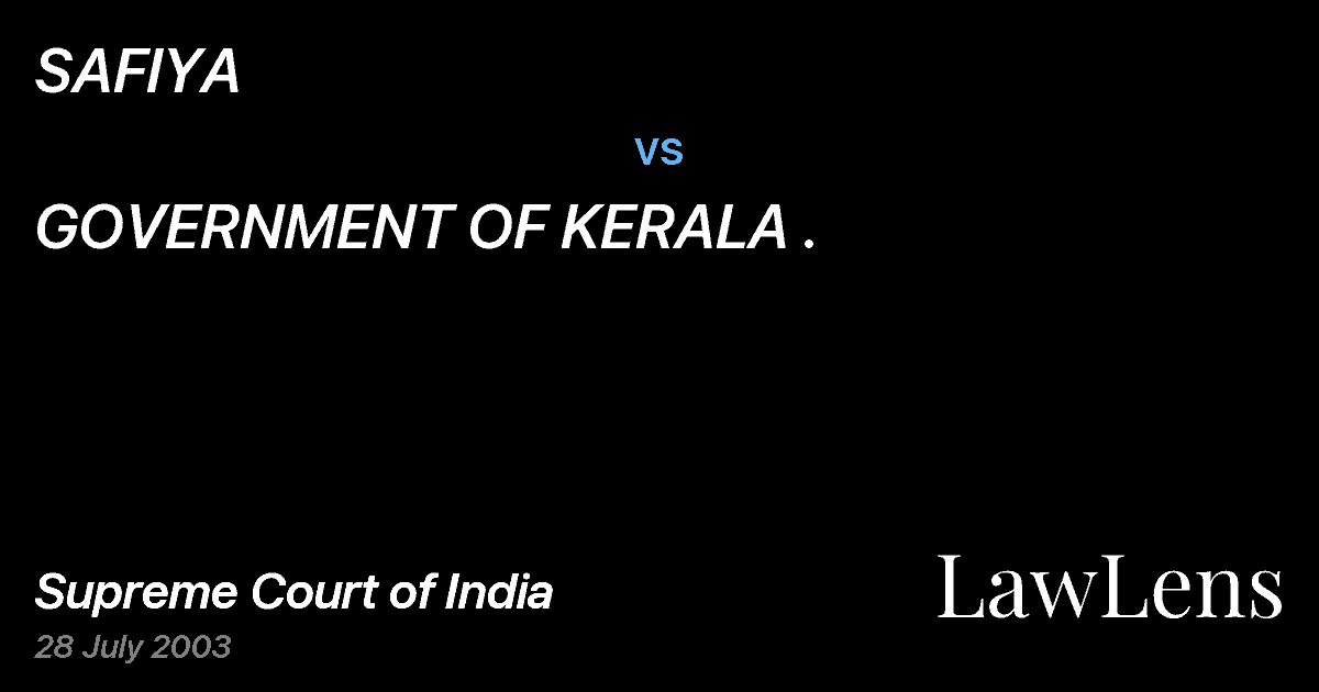 Preview image for SAFIYA vs. GOVERNMENT OF KERALA .