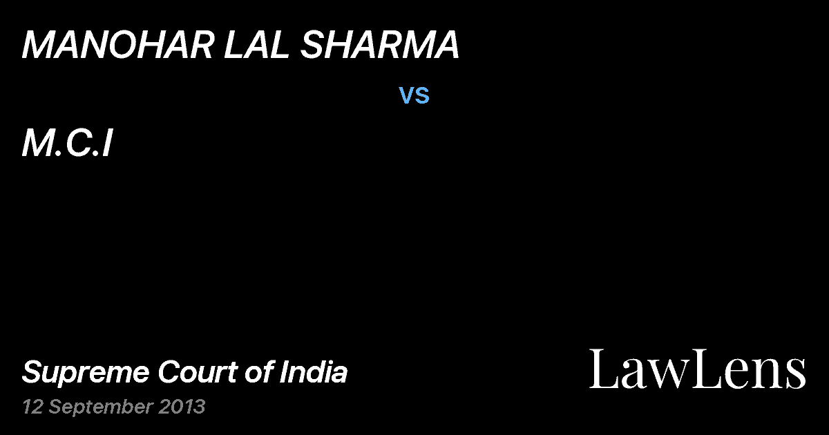 Preview image for MANOHAR LAL SHARMA vs. M.C.I