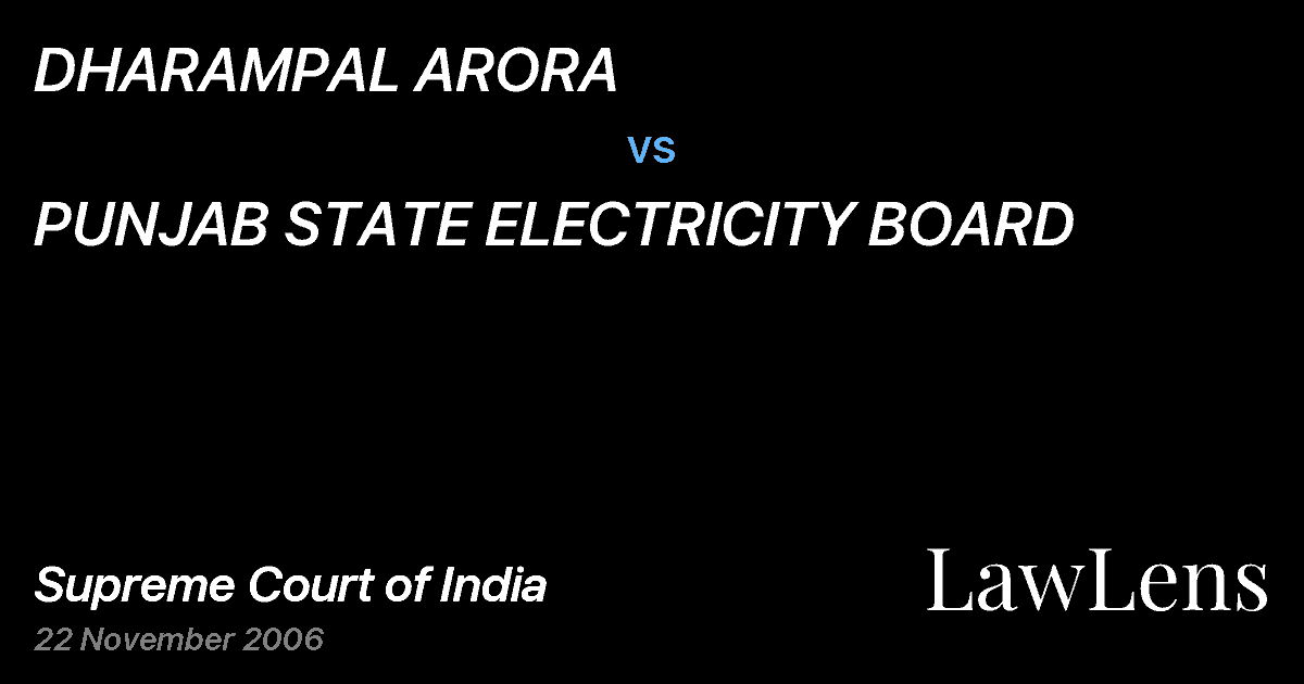 Preview image for DHARAMPAL ARORA vs. PUNJAB STATE ELECTRICITY BOARD