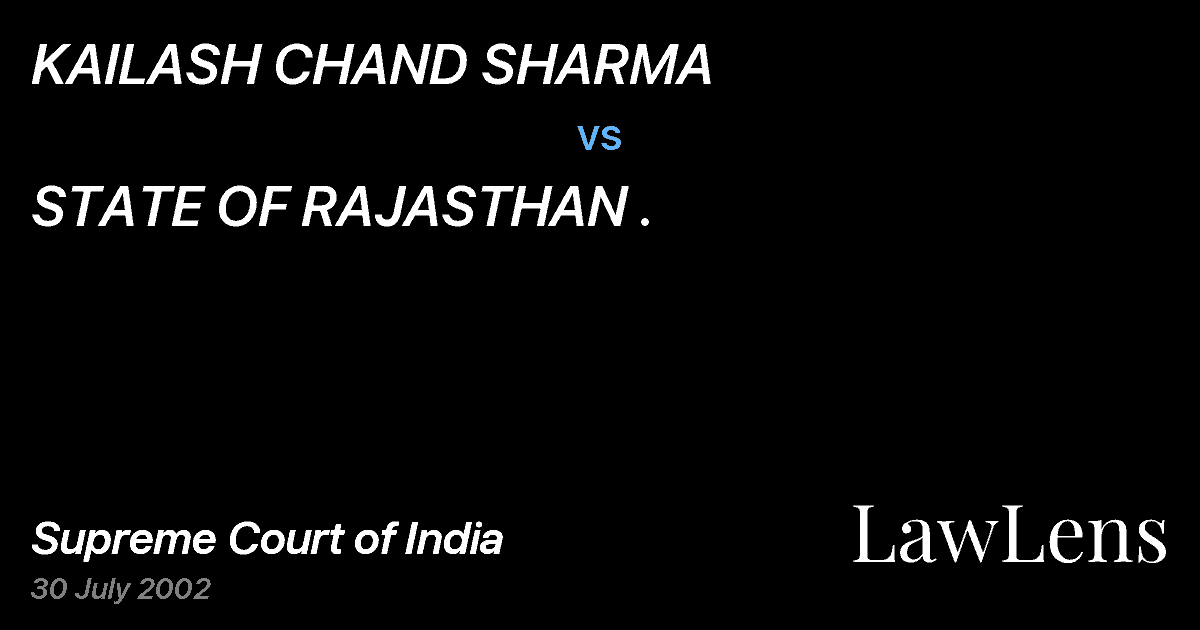 Preview image for KAILASH CHAND SHARMA vs. STATE OF RAJASTHAN .
