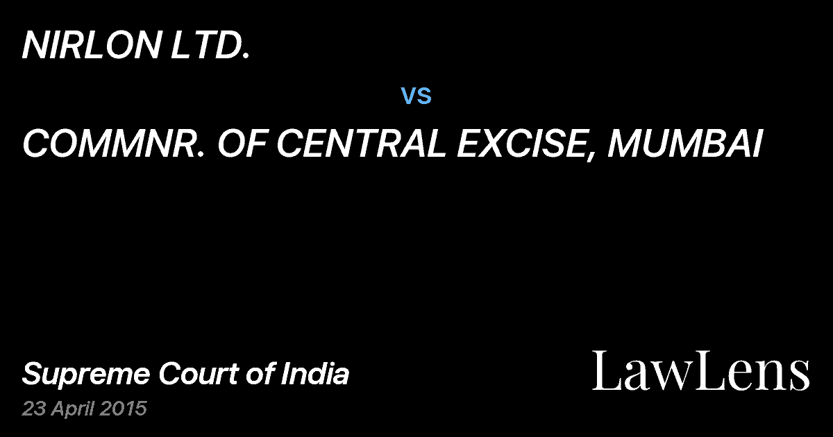 Preview image for NIRLON LTD. vs. COMMNR. OF CENTRAL EXCISE, MUMBAI