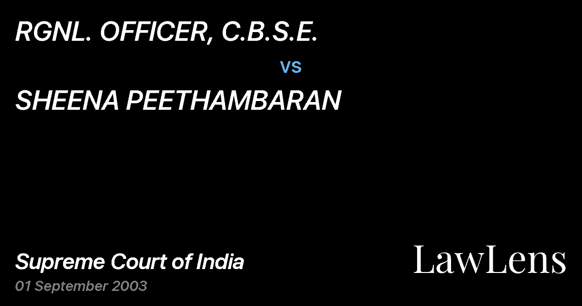 Preview image for RGNL. OFFICER, C.B.S.E. vs. SHEENA PEETHAMBARAN