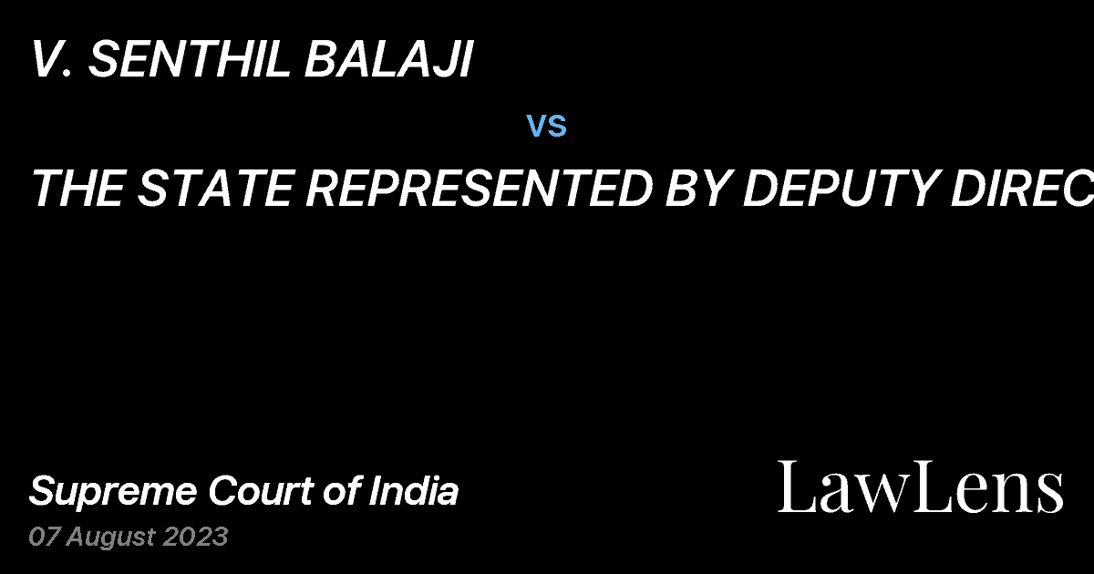 Preview image for V. SENTHIL BALAJI vs. THE STATE REPRESENTED BY DEPUTY DIRECTOR