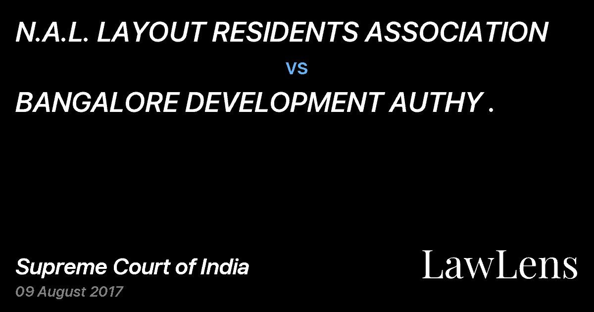 Preview image for N.A.L. LAYOUT RESIDENTS ASSOCIATION vs. BANGALORE DEVELOPMENT AUTHY .