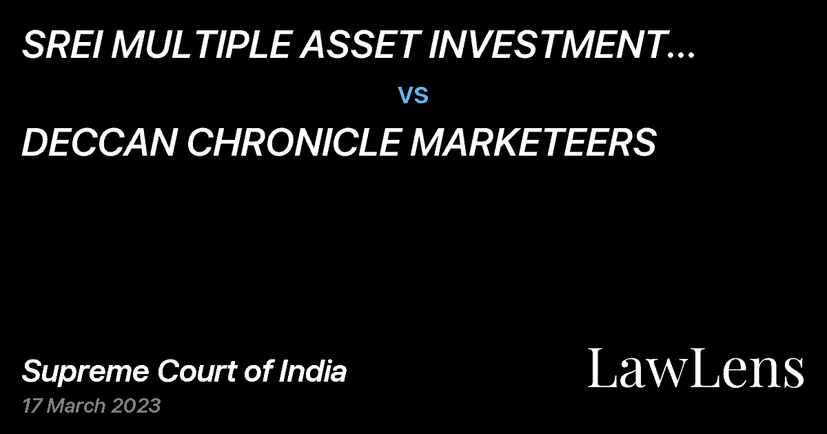 Preview image for SREI MULTIPLE ASSET INVESTMENT TRUST VISION INDIA FUND vs. DECCAN CHRONICLE MARKETEERS