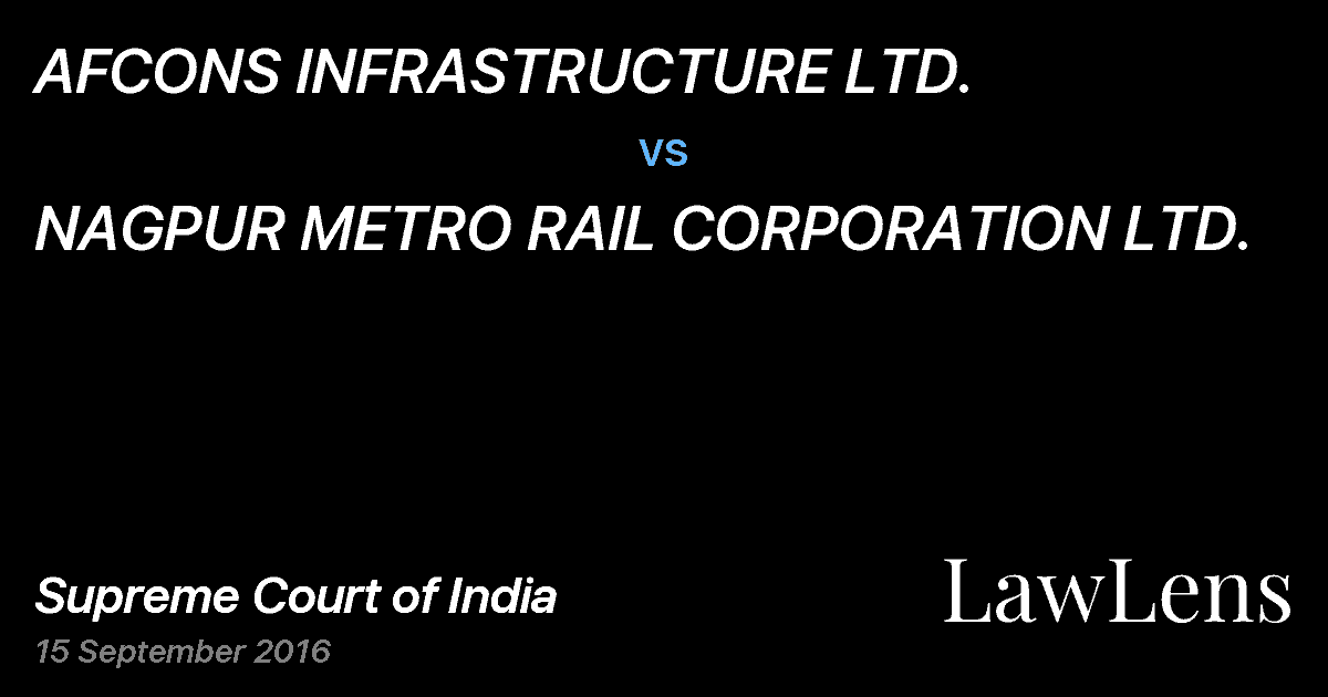Preview image for AFCONS INFRASTRUCTURE LTD. vs. NAGPUR METRO RAIL CORPORATION LTD.