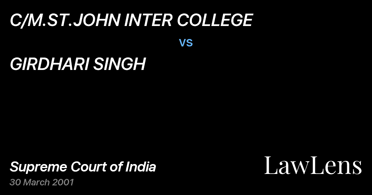 Preview image for C/M.ST.JOHN INTER COLLEGE vs. GIRDHARI SINGH