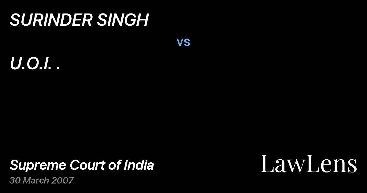 Preview image for SURINDER SINGH vs. U.O.I. .