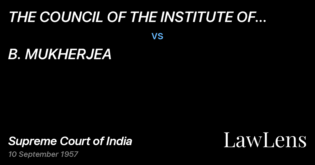 Preview image for THE  COUNCIL  OF THE INSTITUTE OF CHARTERED  ACCOUNTANTS vs. B. MUKHERJEA