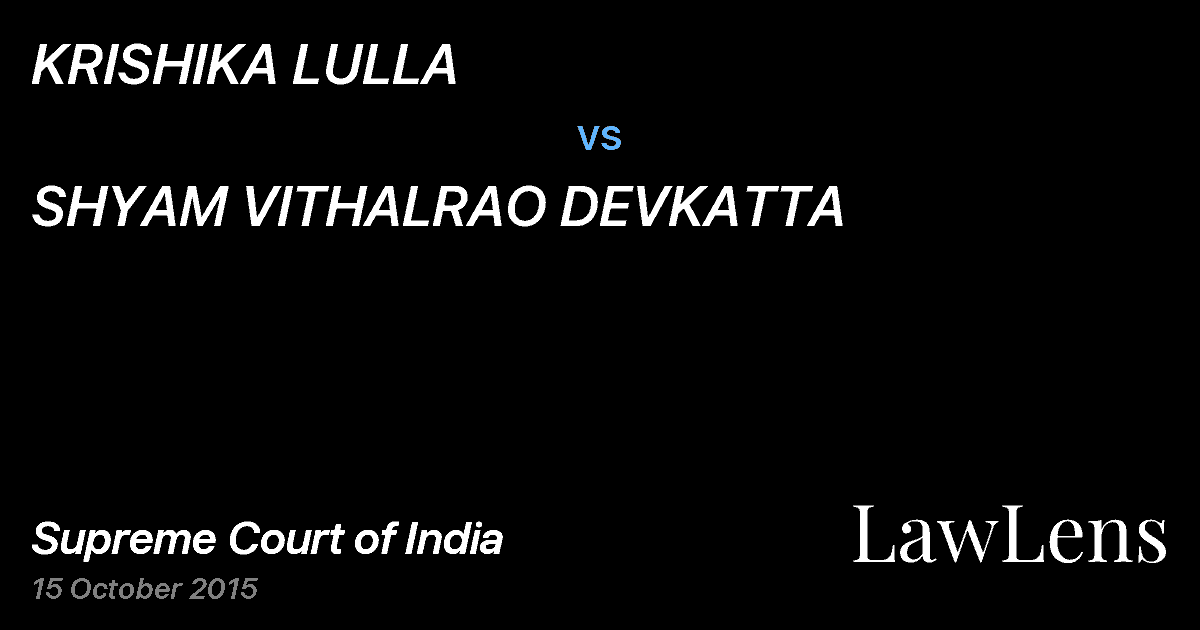 Preview image for KRISHIKA LULLA vs. SHYAM VITHALRAO DEVKATTA