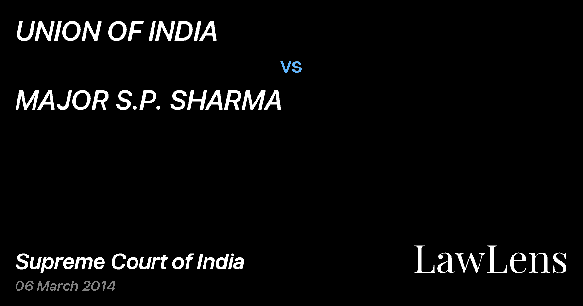 Preview image for UNION OF INDIA vs. MAJOR S.P. SHARMA
