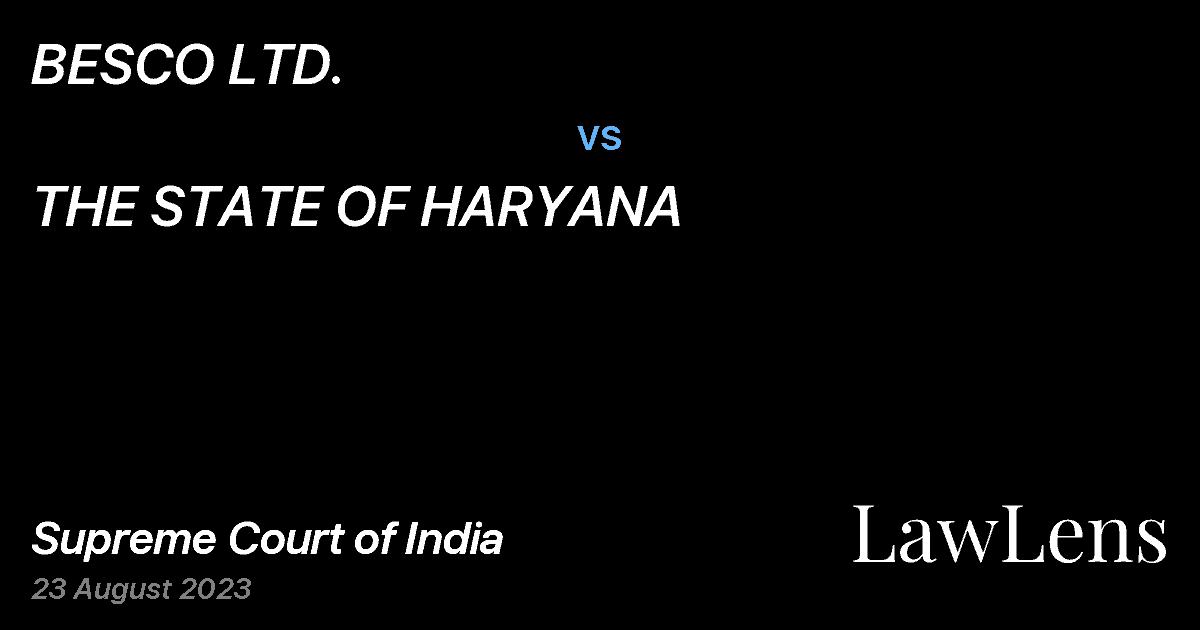 Preview image for BESCO LTD. vs. THE STATE OF HARYANA