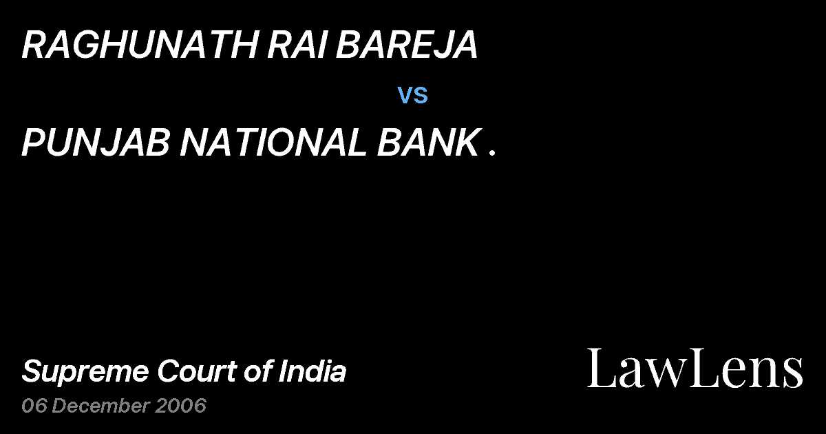 Preview image for RAGHUNATH RAI BAREJA vs. PUNJAB NATIONAL BANK .