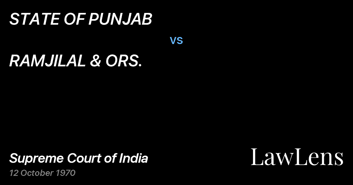 Preview image for STATE OF PUNJAB vs. RAMJILAL & ORS.