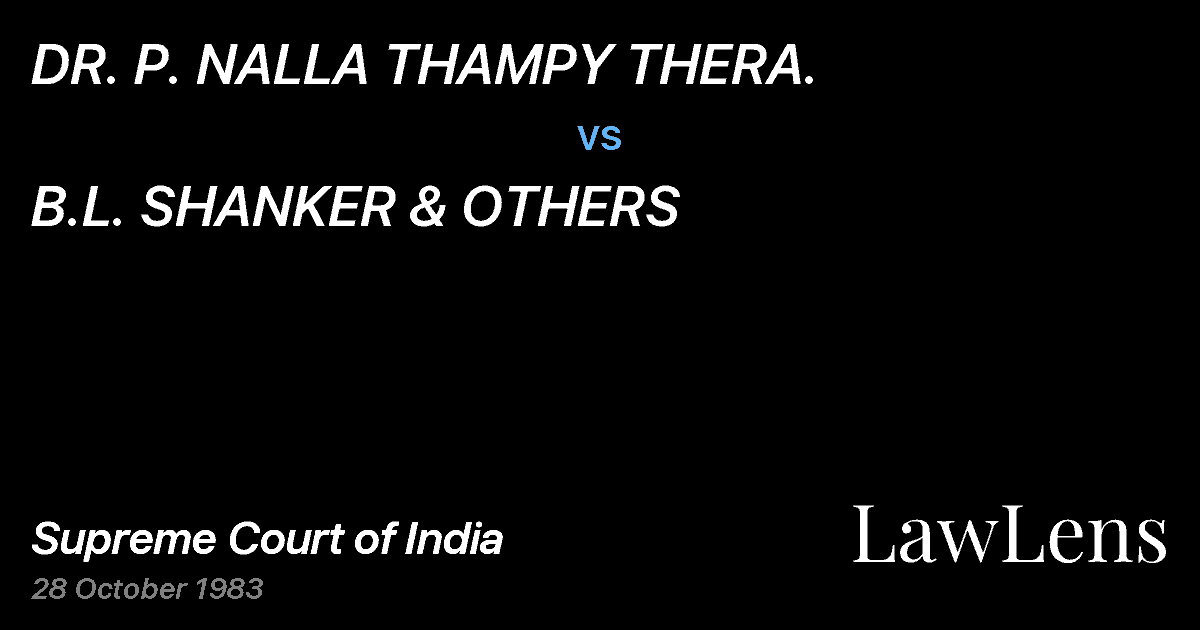 Preview image for DR. P. NALLA THAMPY THERA. vs. B.L. SHANKER & OTHERS