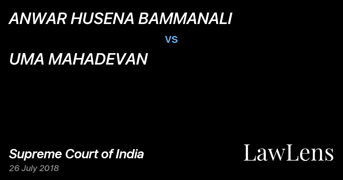 Preview image for ANWAR HUSENA BAMMANALI vs. UMA MAHADEVAN