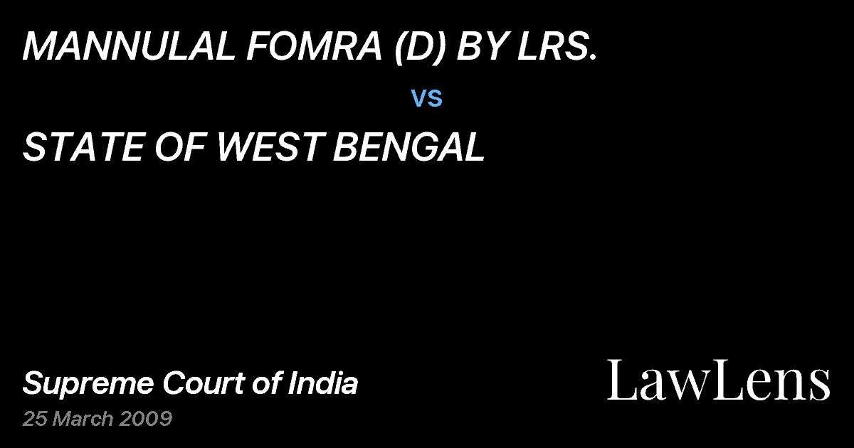 Preview image for MANNULAL FOMRA (D) BY LRS. vs. STATE OF WEST BENGAL