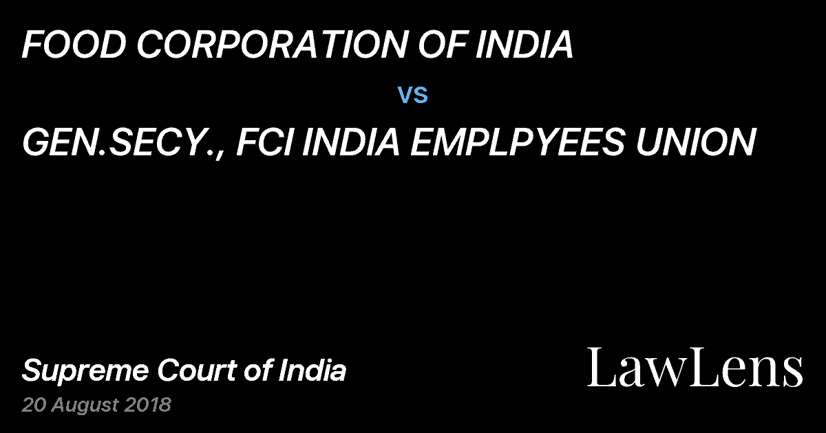 Preview image for FOOD CORPORATION OF INDIA vs. GEN.SECY., FCI INDIA EMPLPYEES UNION