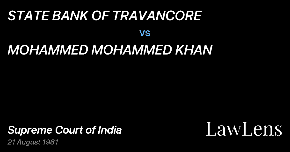 Preview image for STATE BANK OF TRAVANCORE vs. MOHAMMED MOHAMMED KHAN