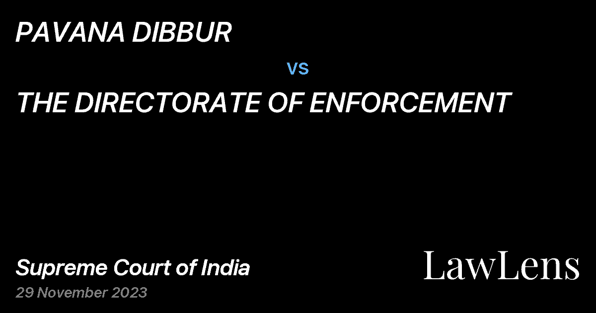 Preview image for PAVANA DIBBUR vs. THE DIRECTORATE OF ENFORCEMENT