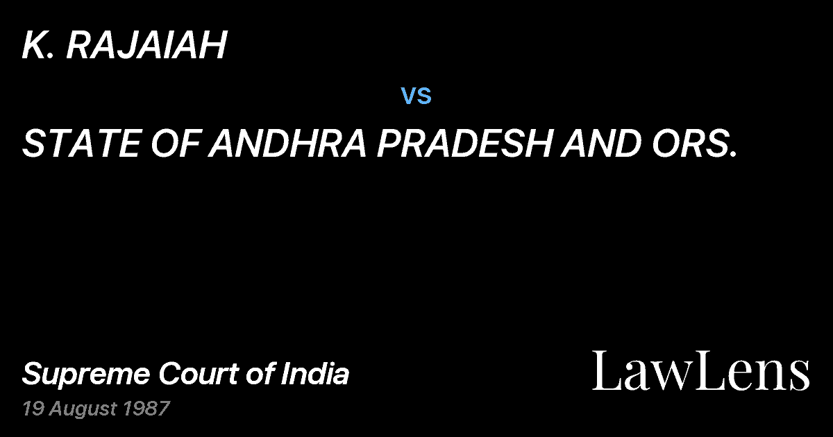 Preview image for K. RAJAIAH vs. STATE OF ANDHRA PRADESH AND ORS.