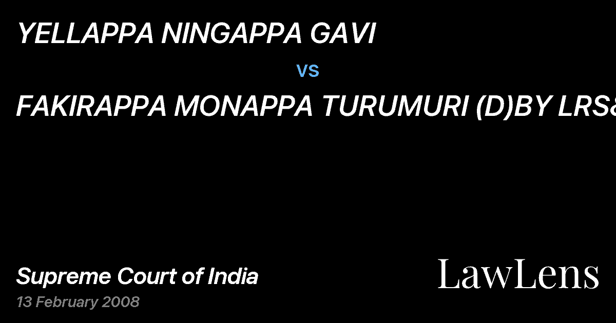 Preview image for YELLAPPA NINGAPPA GAVI vs. FAKIRAPPA MONAPPA TURUMURI (D)BY LRS&ORS