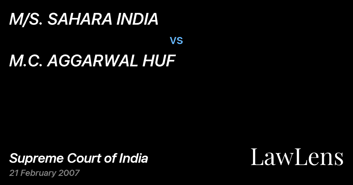 Preview image for M/S. SAHARA INDIA vs. M.C. AGGARWAL HUF