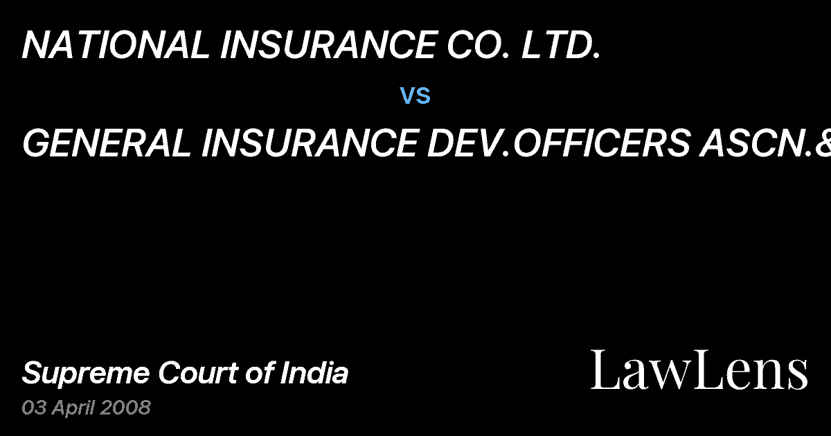 Preview image for NATIONAL INSURANCE CO. LTD. vs. GENERAL INSURANCE DEV.OFFICERS ASCN.&ORS