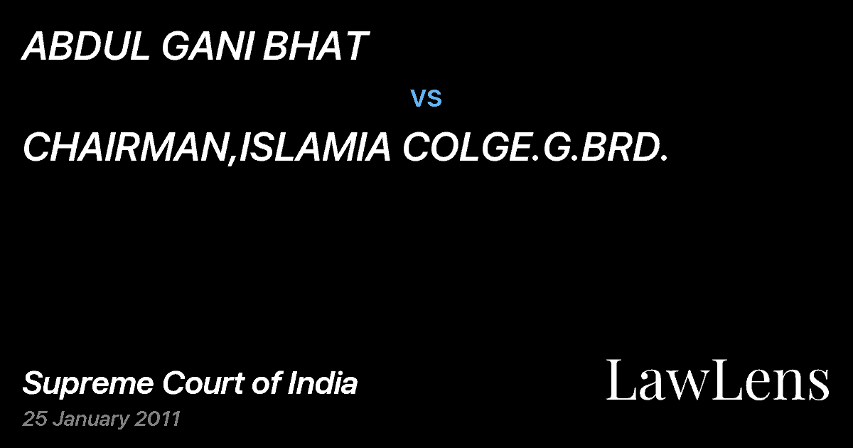 Preview image for ABDUL GANI BHAT vs. CHAIRMAN,ISLAMIA COLGE.G.BRD.