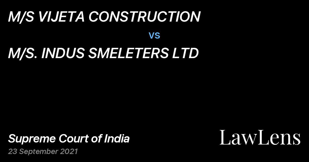 Preview image for M/S VIJETA CONSTRUCTION vs. M/S. INDUS SMELETERS LTD
