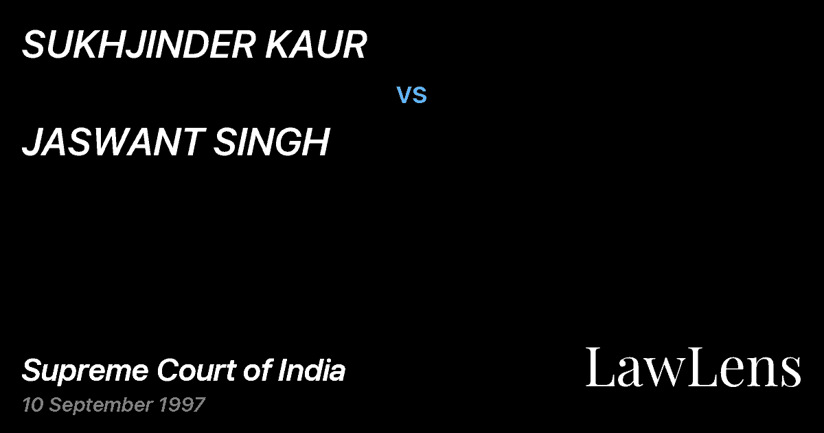 Preview image for SUKHJINDER KAUR vs. JASWANT SINGH