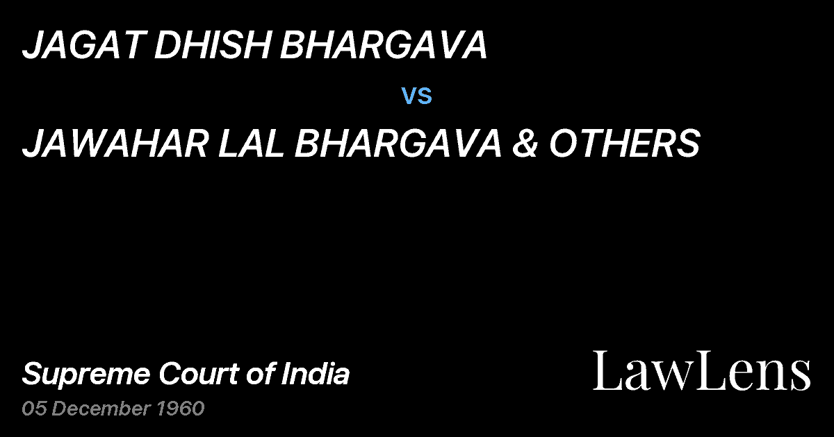 Preview image for JAGAT DHISH BHARGAVA vs. JAWAHAR LAL BHARGAVA & OTHERS
