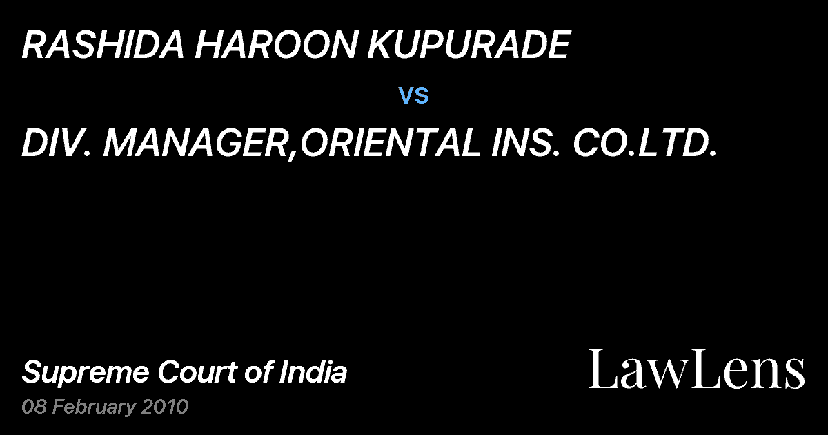 Preview image for RASHIDA HAROON KUPURADE vs. DIV. MANAGER,ORIENTAL INS. CO.LTD.