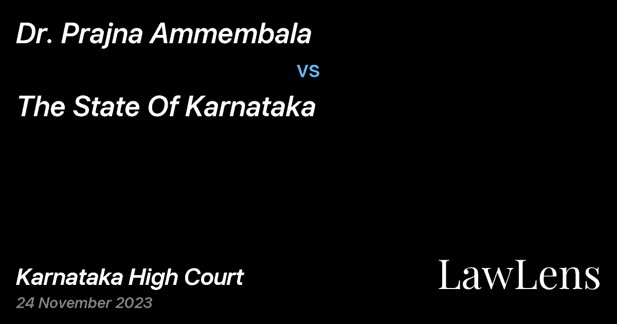 Preview image for Dr. Prajna Ammembala vs. The State Of Karnataka