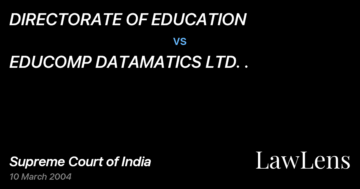 Preview image for DIRECTORATE OF EDUCATION vs. EDUCOMP DATAMATICS LTD. .