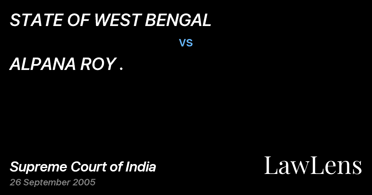 Preview image for STATE OF WEST BENGAL vs. ALPANA ROY .