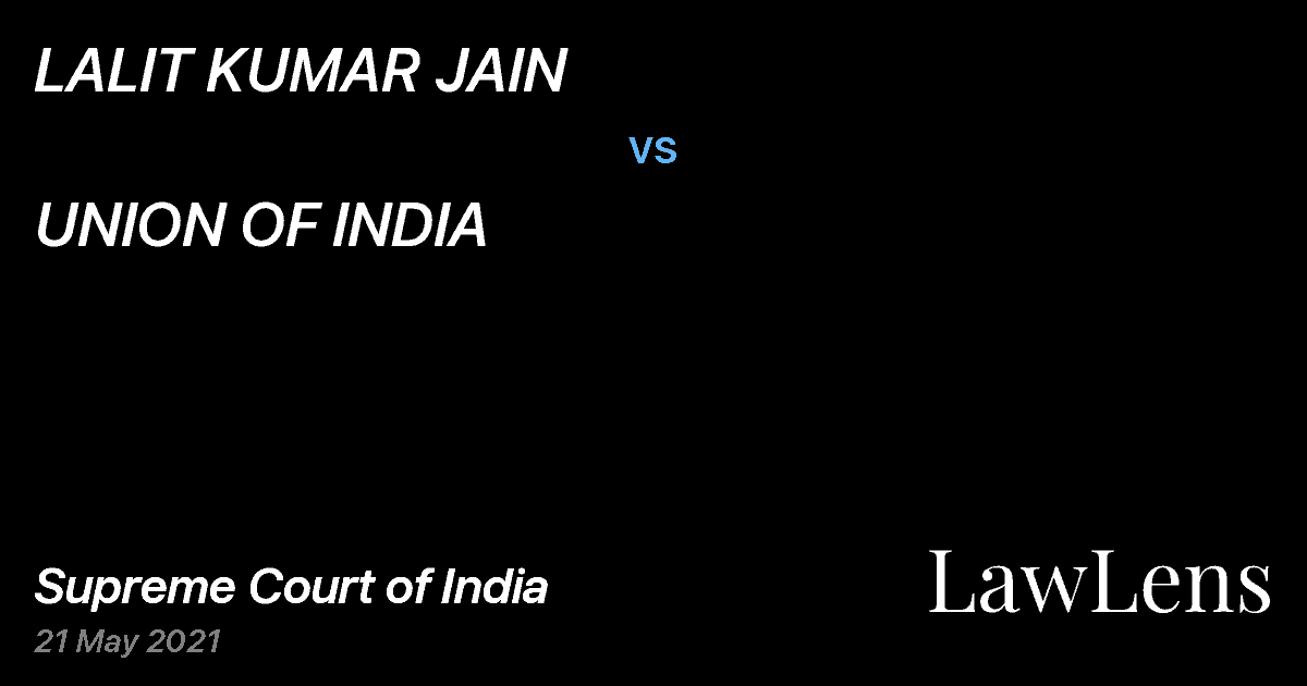Preview image for LALIT KUMAR JAIN vs. UNION OF INDIA
