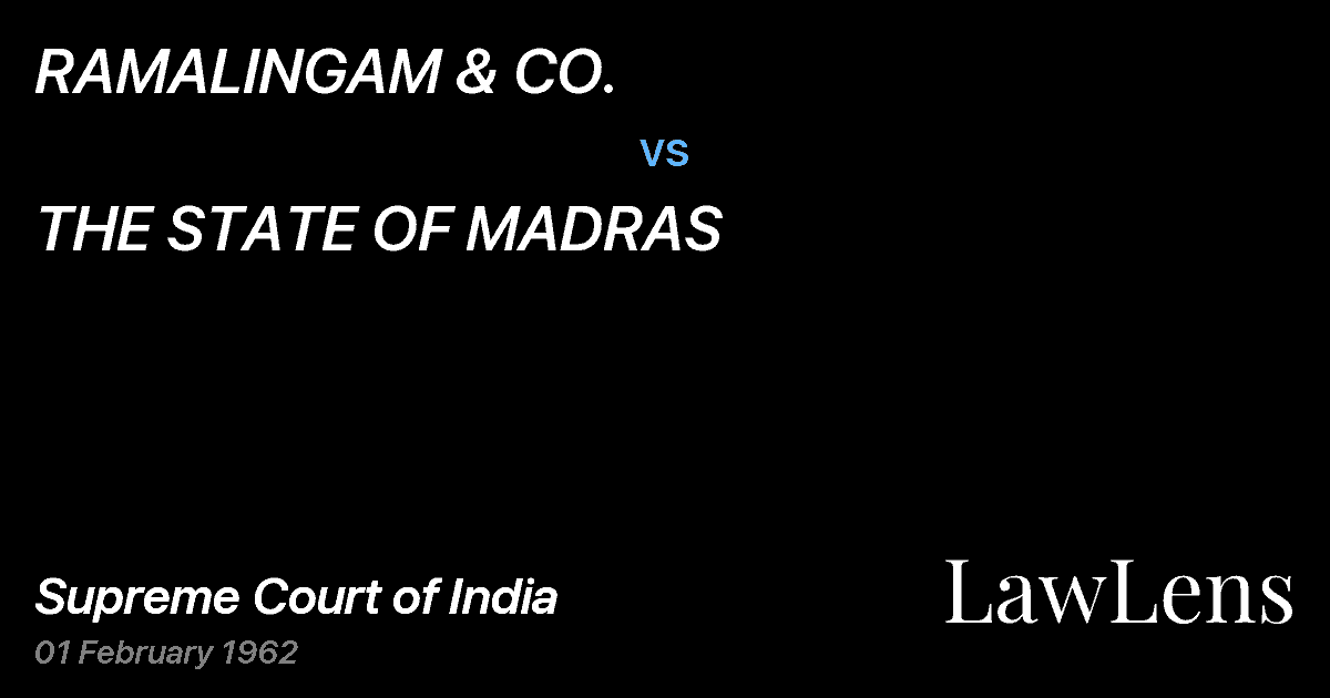 Preview image for RAMALINGAM & CO. vs. THE STATE OF MADRAS