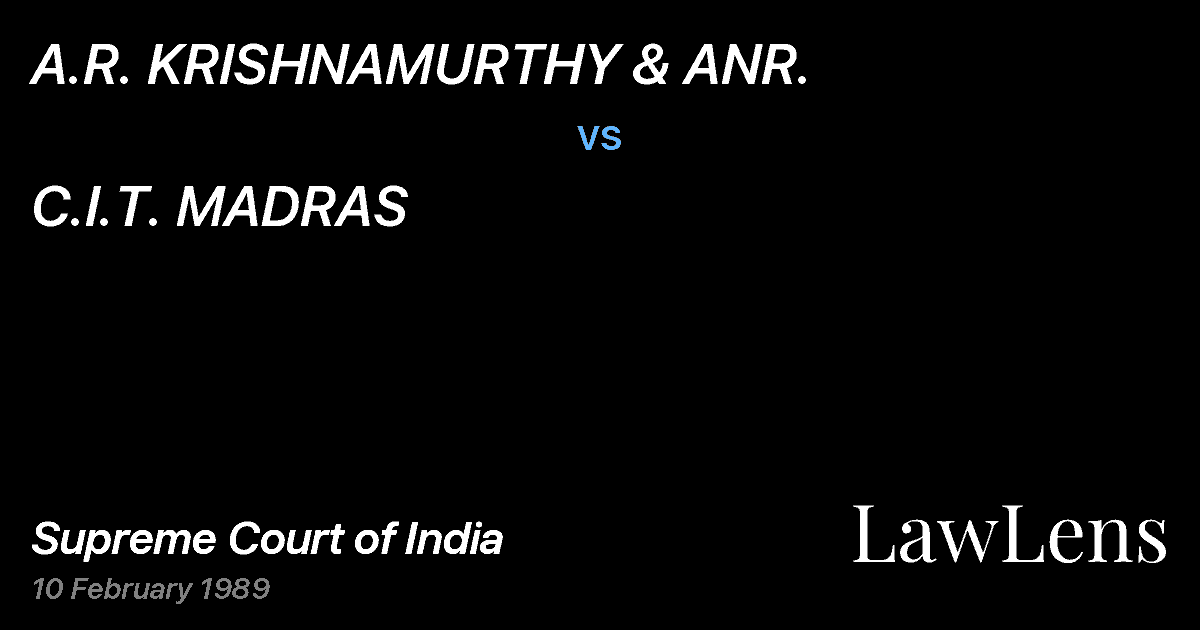 Preview image for A.R. KRISHNAMURTHY & ANR. vs. C.I.T. MADRAS
