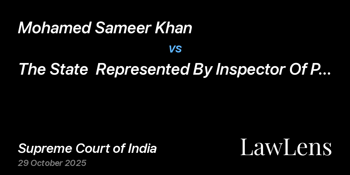 Preview image for Mohamed Sameer Khan vs. The State  Represented By Inspector Of Police