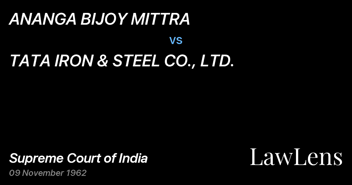 Preview image for ANANGA BIJOY MITTRA vs. TATA IRON & STEEL CO., LTD.