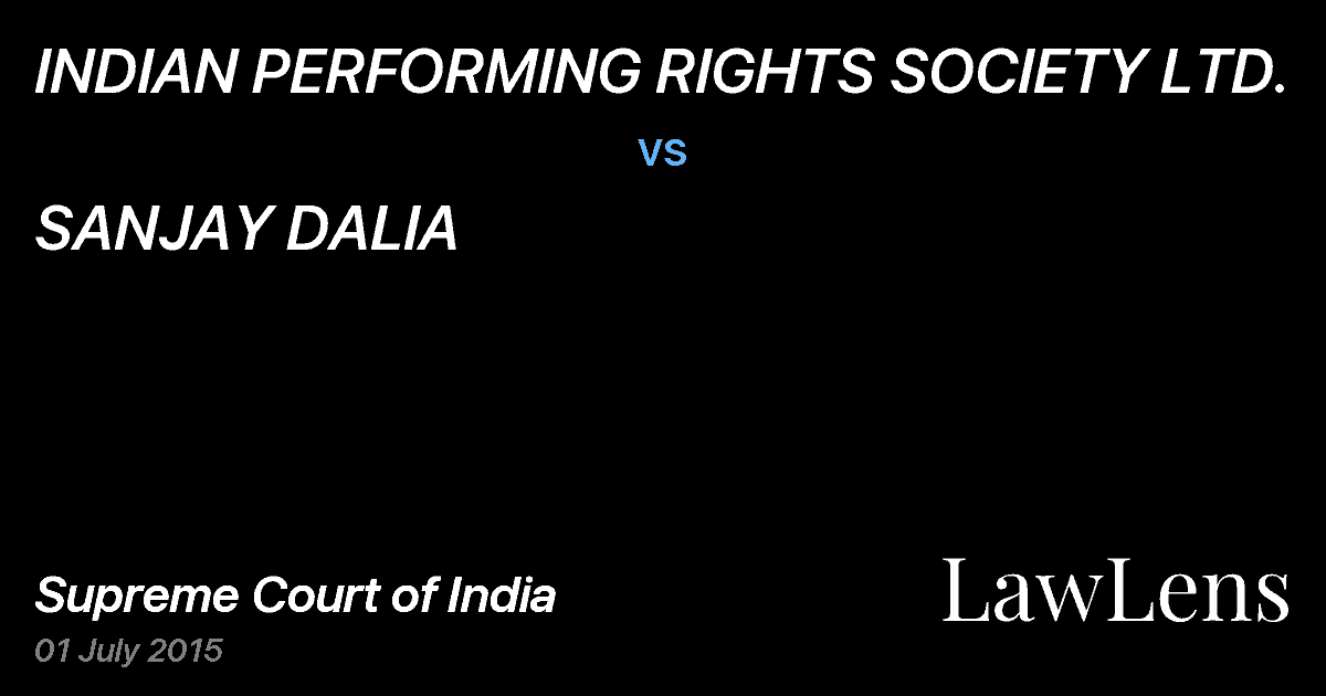 Preview image for INDIAN PERFORMING RIGHTS SOCIETY LTD. vs. SANJAY DALIA