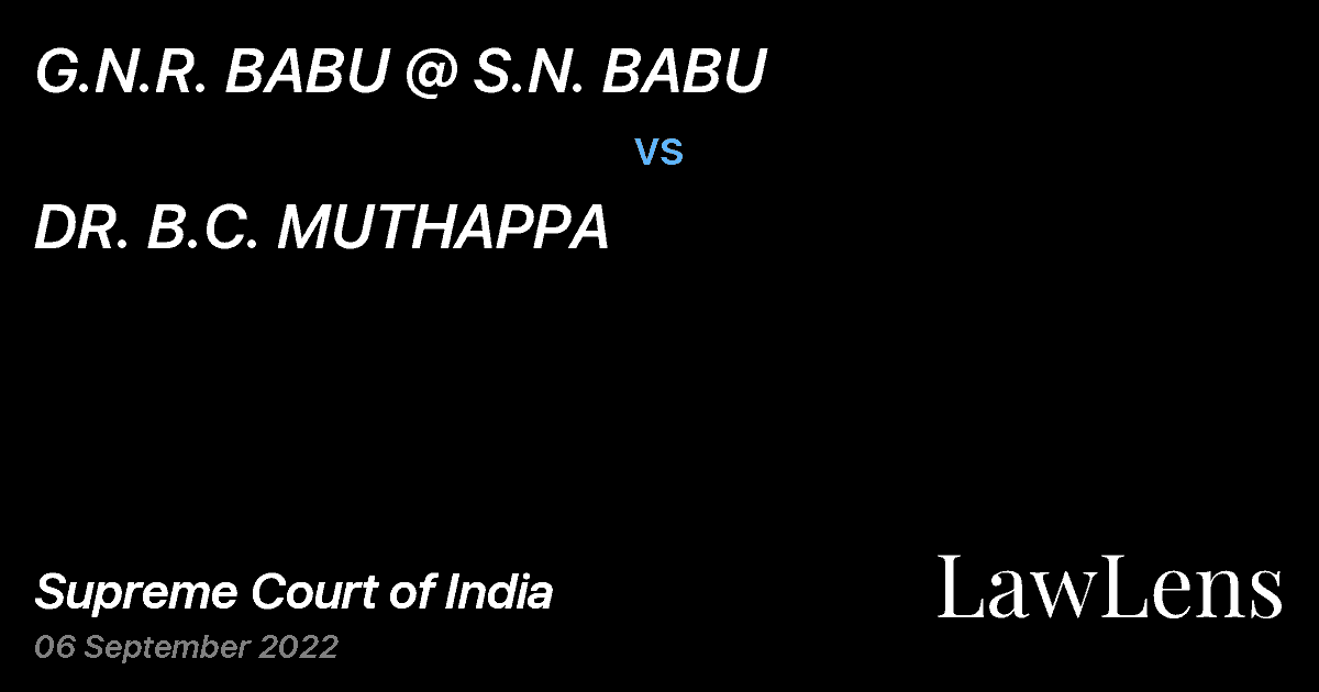 Preview image for G.N.R. BABU @ S.N. BABU vs. DR. B.C. MUTHAPPA