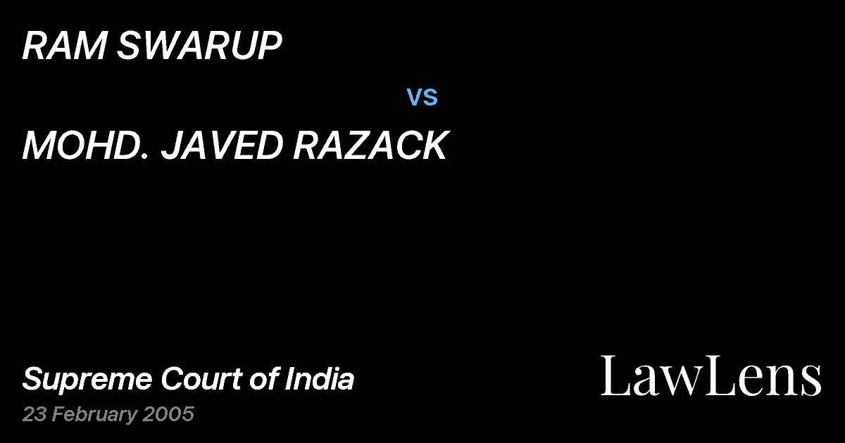Preview image for RAM SWARUP vs. MOHD. JAVED RAZACK