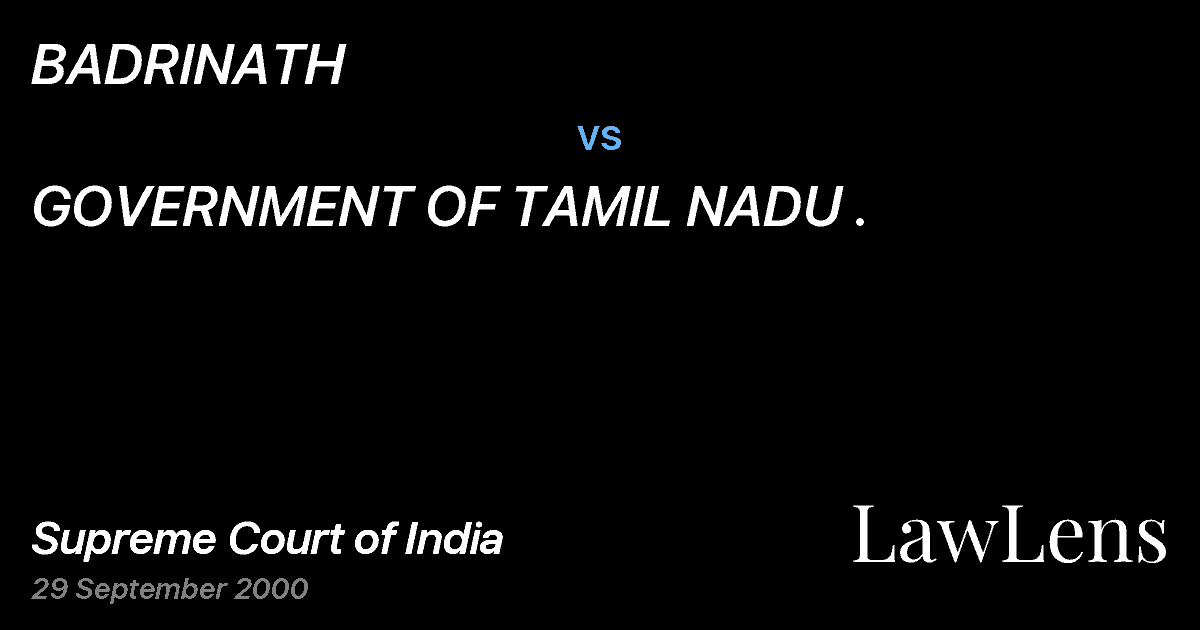 Preview image for BADRINATH vs. GOVERNMENT OF TAMIL NADU .